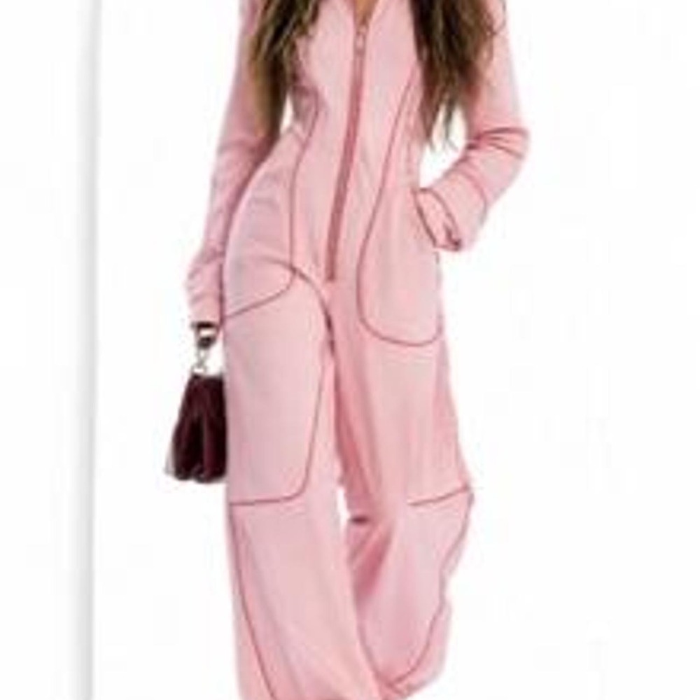 UOOZEE Women's Zippered Wide Leg Long Sleeve Stand Collar Jumpsuit